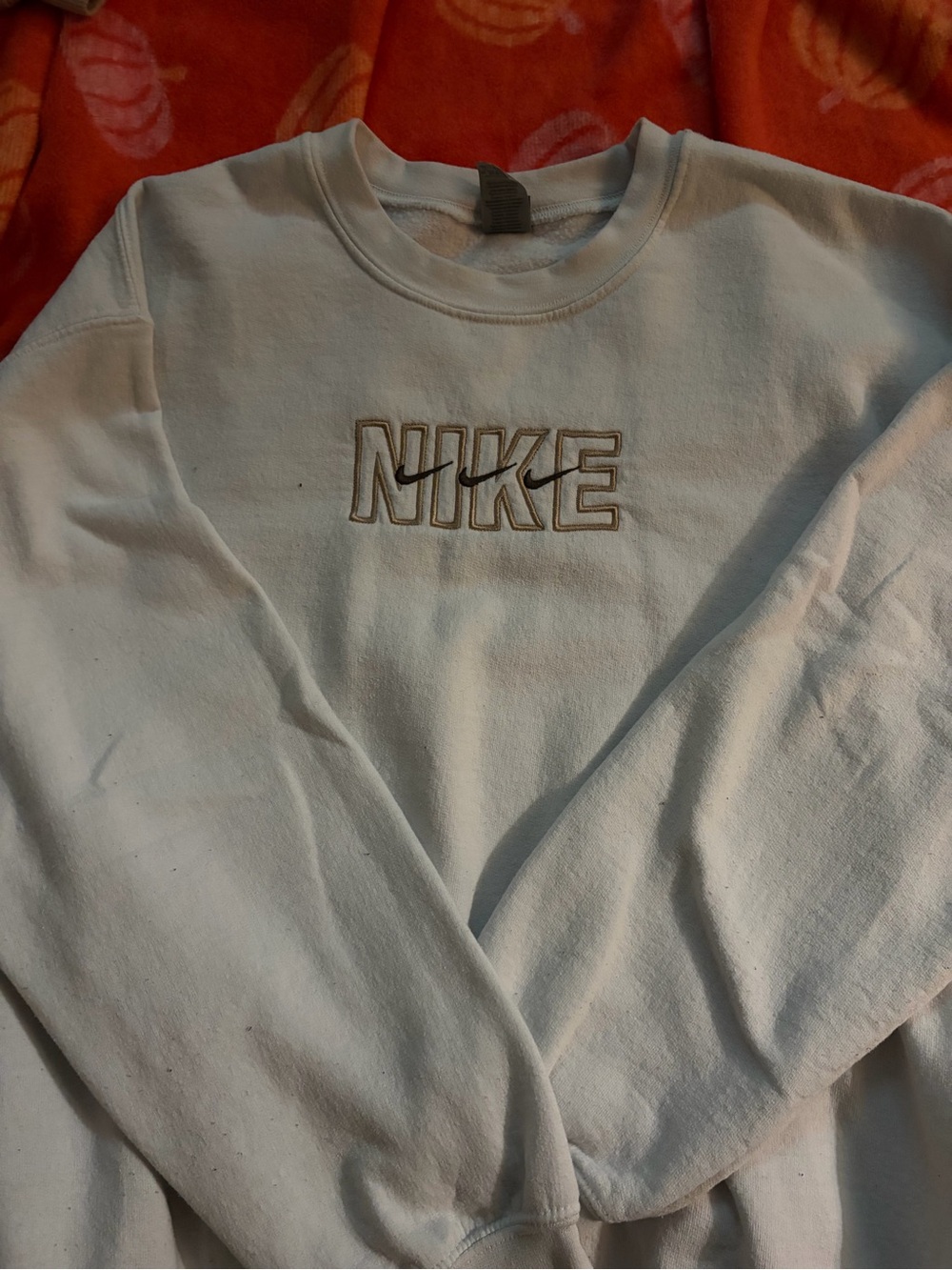 Embroidered White Crewneck